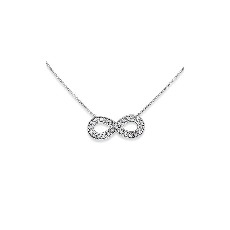 Diamond Small Infinity Necklace in 14k White Gold with 25 Diamonds weighing .14ct tw.