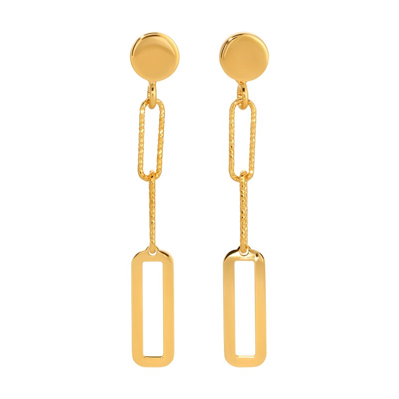 Sterling Silver + Yellow Gold Plated Elegant Rectangle Earrings