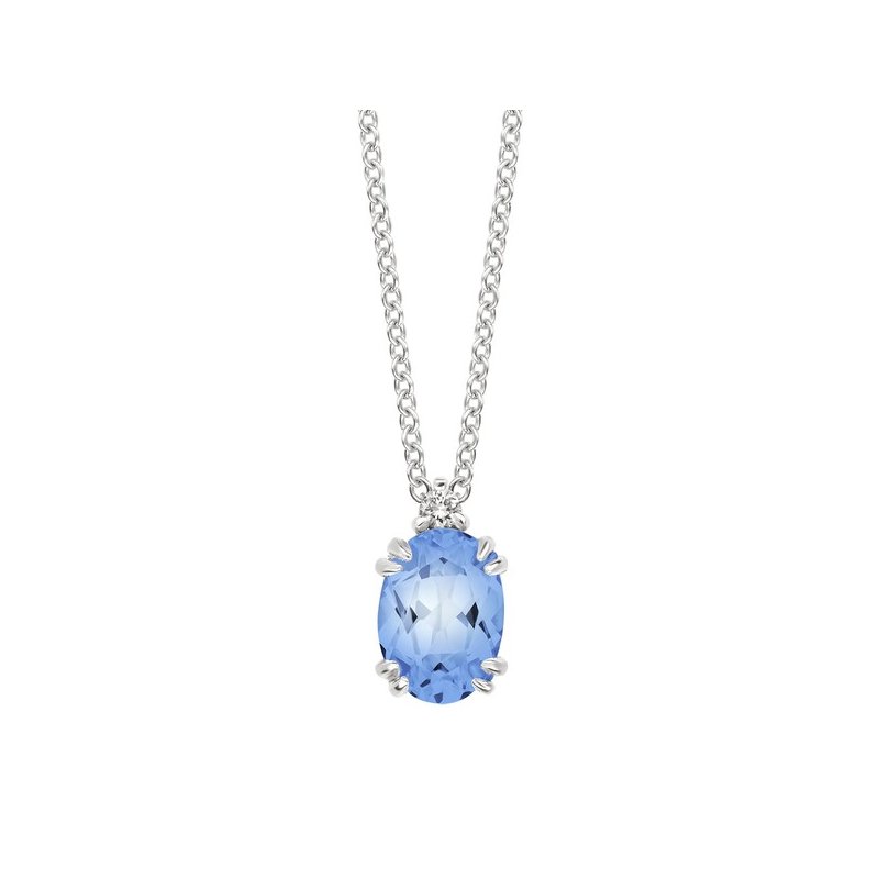 0.02Ctw Diamond & Created Aquamarine Birthstone Pendant