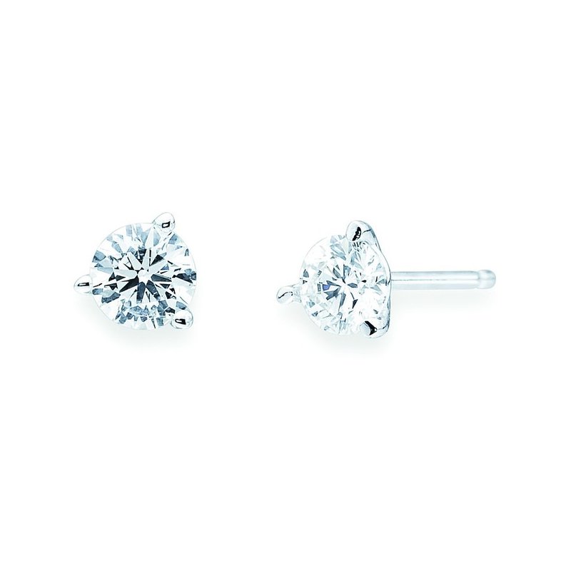 1 Ctw. 3 Prong Set Martini Diamond Stud Earrings in 14K Gold