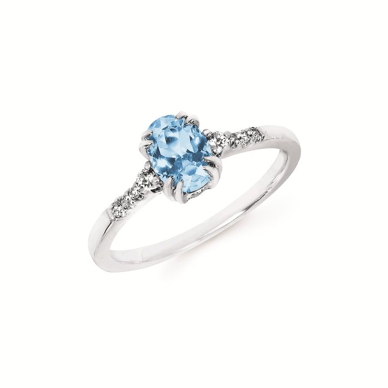 0.09Ctw Diamond & Blue Topaz Birthstone Ring