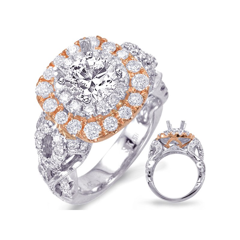 White & Rose Gold Halo Engagement Ring