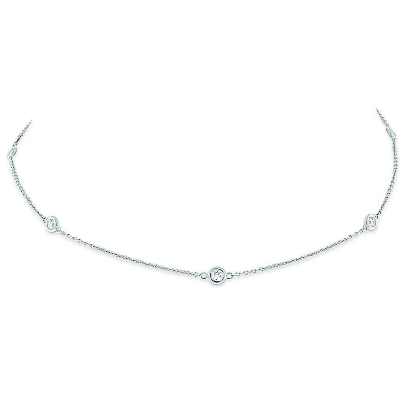 Diamond By The Yard Necklace, 10 Diamonds weighing .65ct tw.