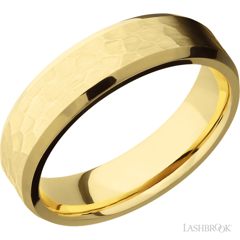 6 mm wide Beveled 14K Yellow Gold band.