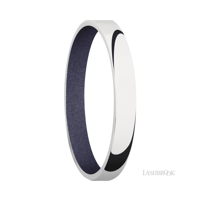 3 mm wide Domed 10K White Gold band featuring a Crushed Orchid sleeve.