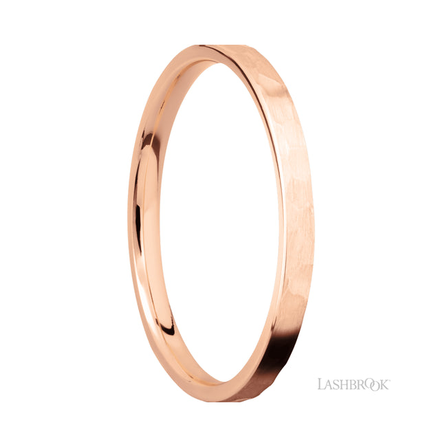 2 mm wide Flat 14K Rose Gold band.