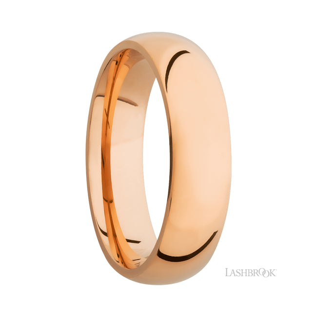 6 mm wide Domed 14K Rose Gold band.