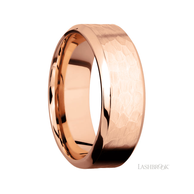 8 mm wide High Bevel 14K Rose Gold band.