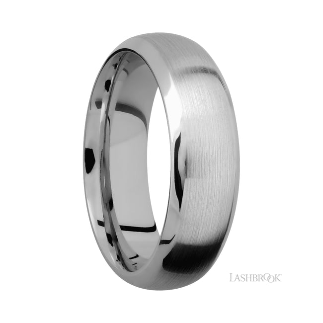 7 mm wide Domed Bevel 14K White Gold band.
