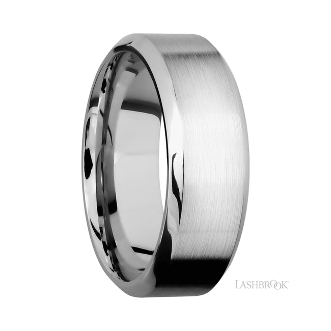 8 mm wide High Bevel 14K White Gold band.