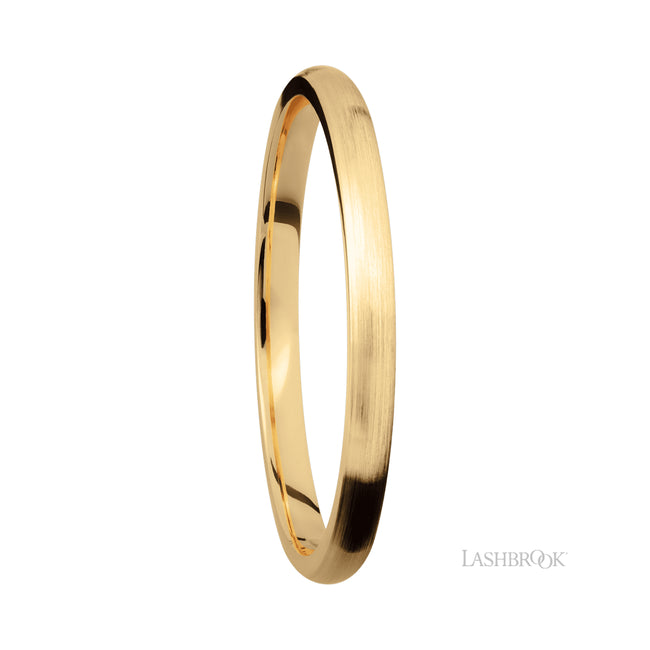 2 mm wide Domed 14K Yellow Gold band.