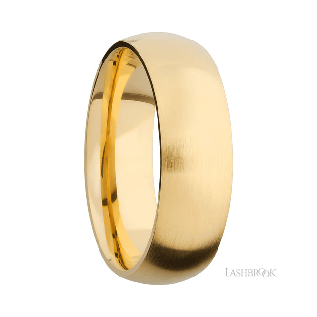 7 mm wide Domed 14K Yellow Gold band.