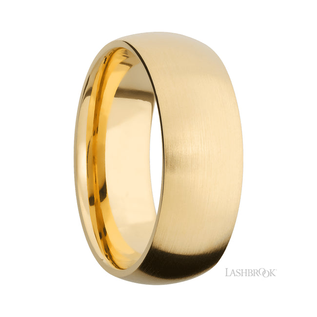 8 mm wide Domed 14K Yellow Gold band.