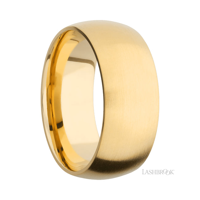 9 mm wide Domed 14K Yellow Gold band.