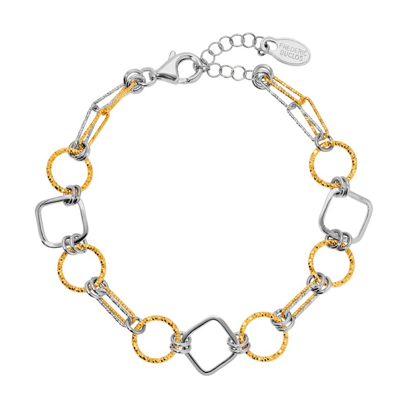 Sterling Silver + Yellow Gold Plated Geometric Game Bracelet