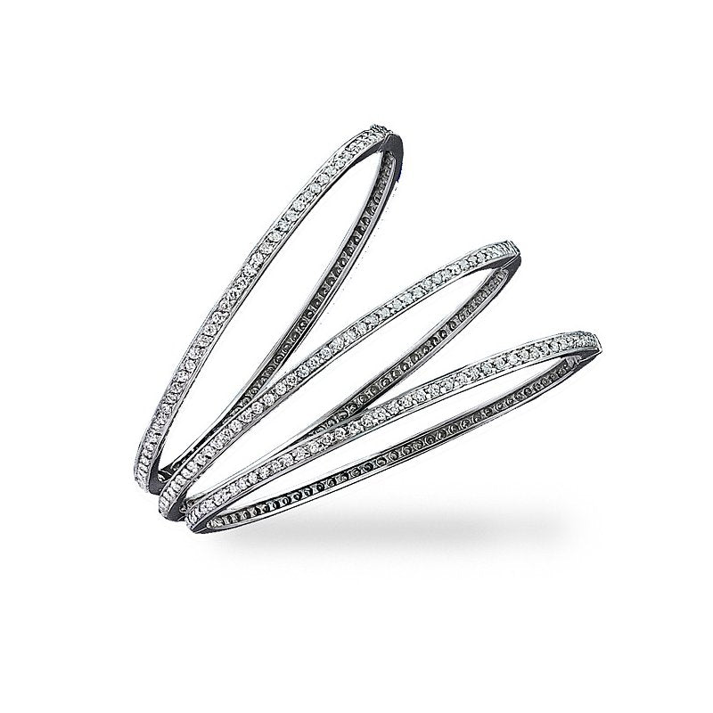 Diamond Hinged Bangle in 14k White Gold with 83 Diamonds weighing 1.45ct tw.
