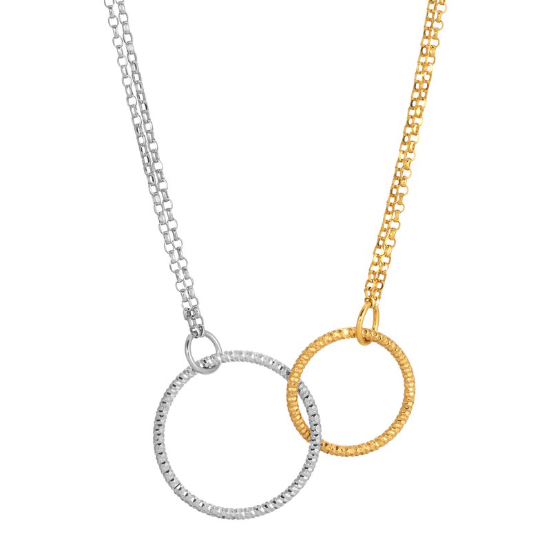 Sterling Silver + Yellow Gold Plated Double Circles Necklace