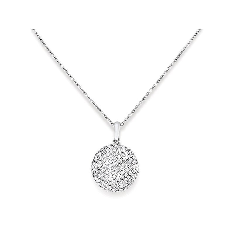 Diamond Disc Necklace in 14k White Gold with 109 Diamonds weighing .52ct tw.