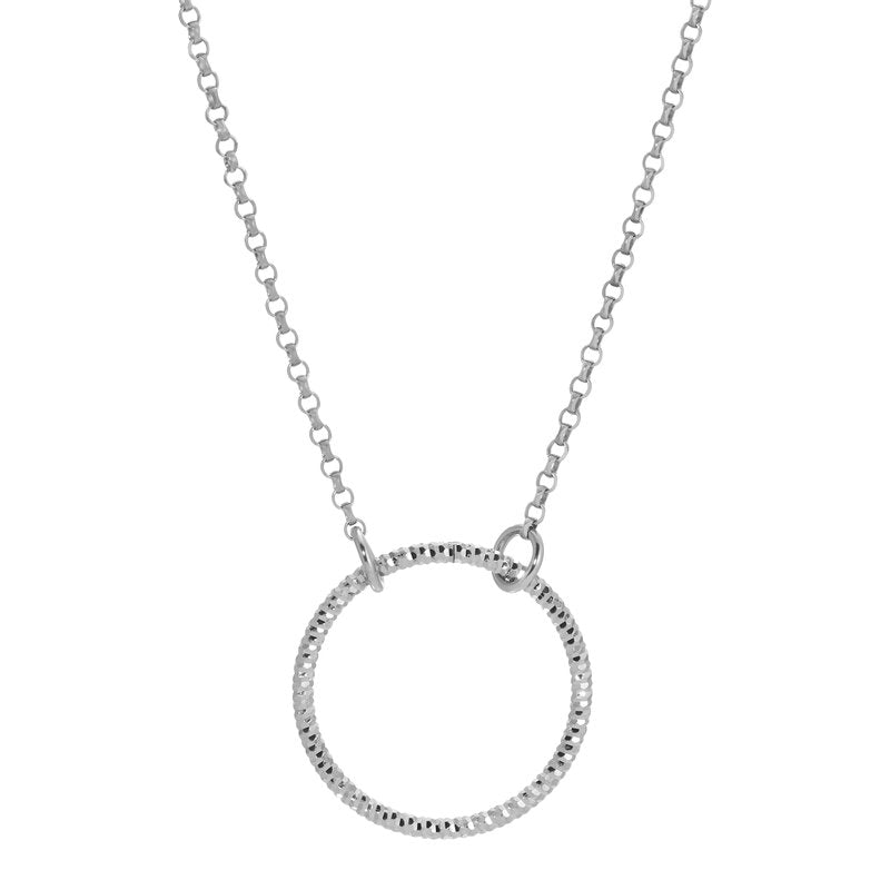 Sterling Silver Single Sparkle Circle Necklace