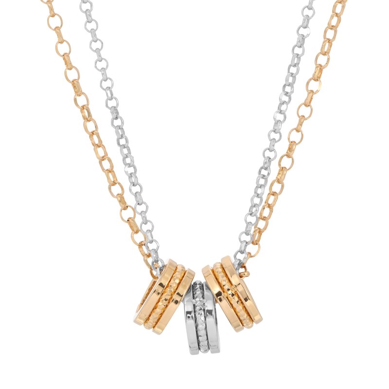 Sterling Silver + Yellow Gold Plated Triple Barrel Necklace