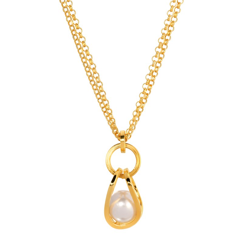 Sterling Silver + Yellow Gold Plated Freshwater Pearl Necklace