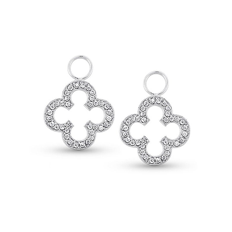 Diamond Clover Earring Charms in 14k White Gold with 72 Diamonds weighing .32ct tw.