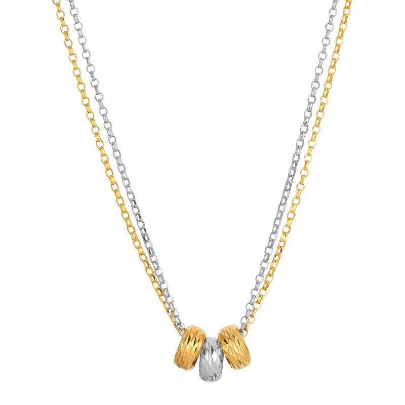 Sterling Silver + Yellow Gold Plated Triple Disk Necklace