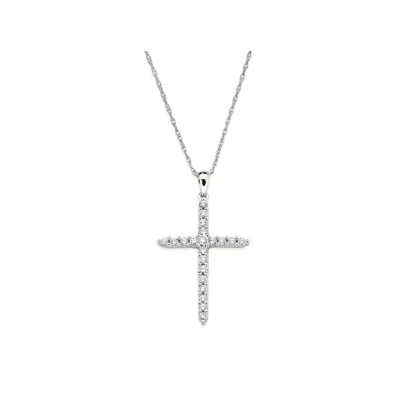 1/4 Ctw. Prong Set Diamond Cross Pendant in 14K Gold with 18' Chain