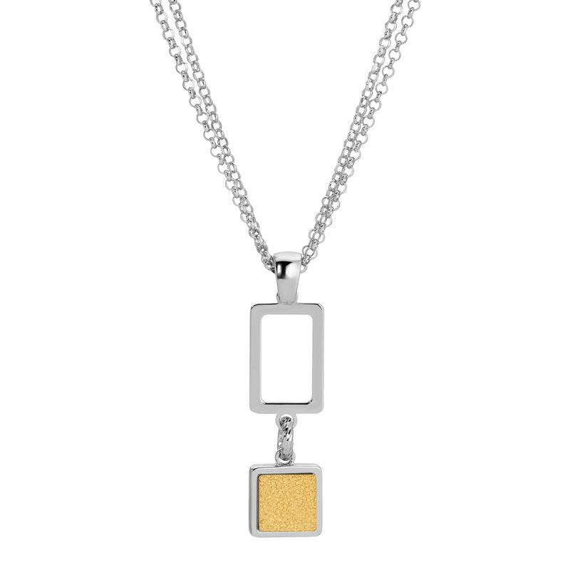 Sterling Silver + Yellow Gold Plated Applique Square Necklace
