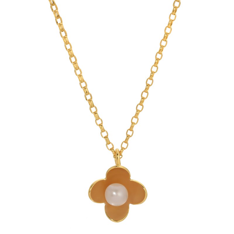 Sterling Silver + Yellow Gold Plated Freshwater Pearl Buttercup Necklace