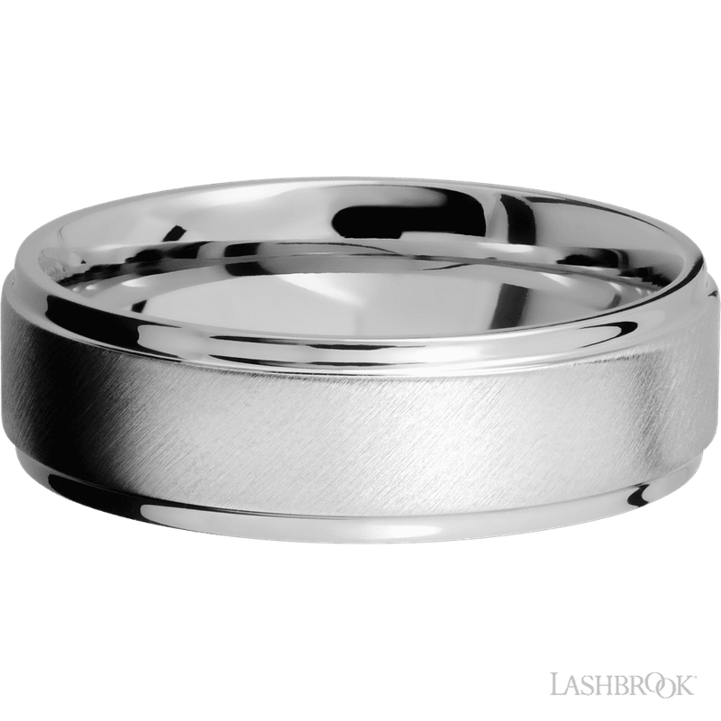 7 mm wide Flat Grooved Edges Cobalt Chrome band.