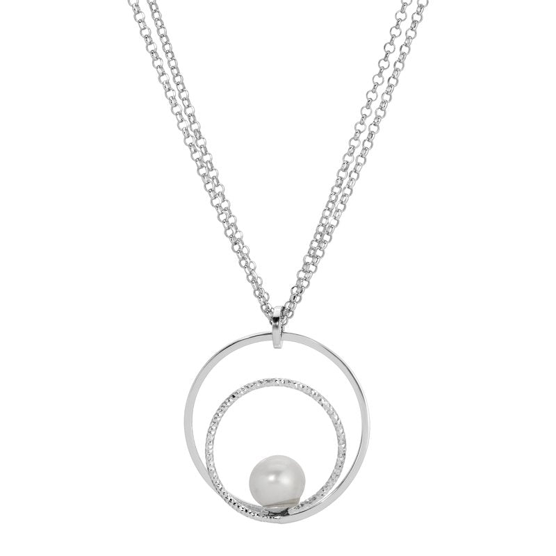 Sterling Silver + Freshwater Pearl Swirl Necklace