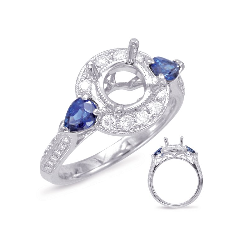 White Gold Sapphire & Diamond Halo Ring