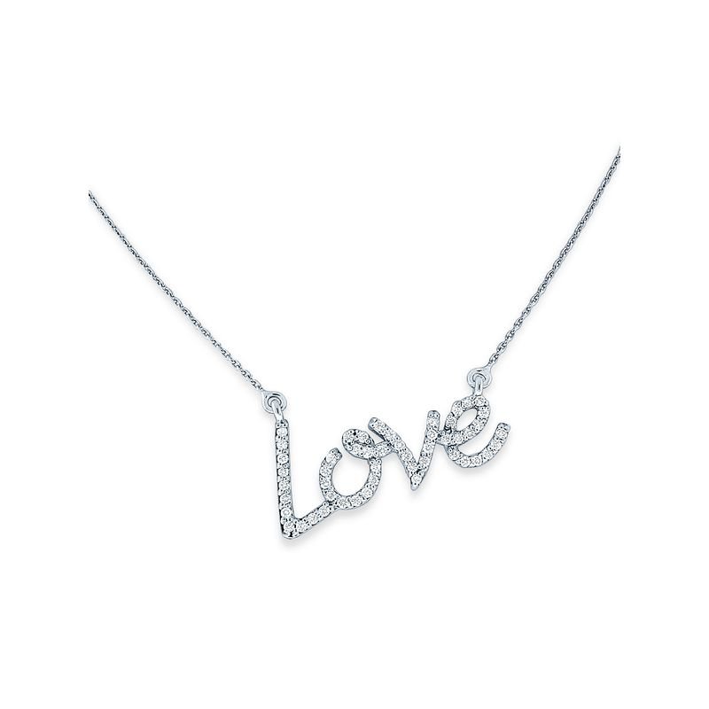 Diamond Love Necklace in 14k White, Yellow and Rose Gold with 50 Diamonds weighing .27ct tw.