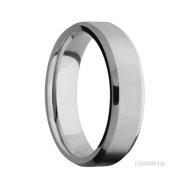 6 mm wide Beveled Titanium band.