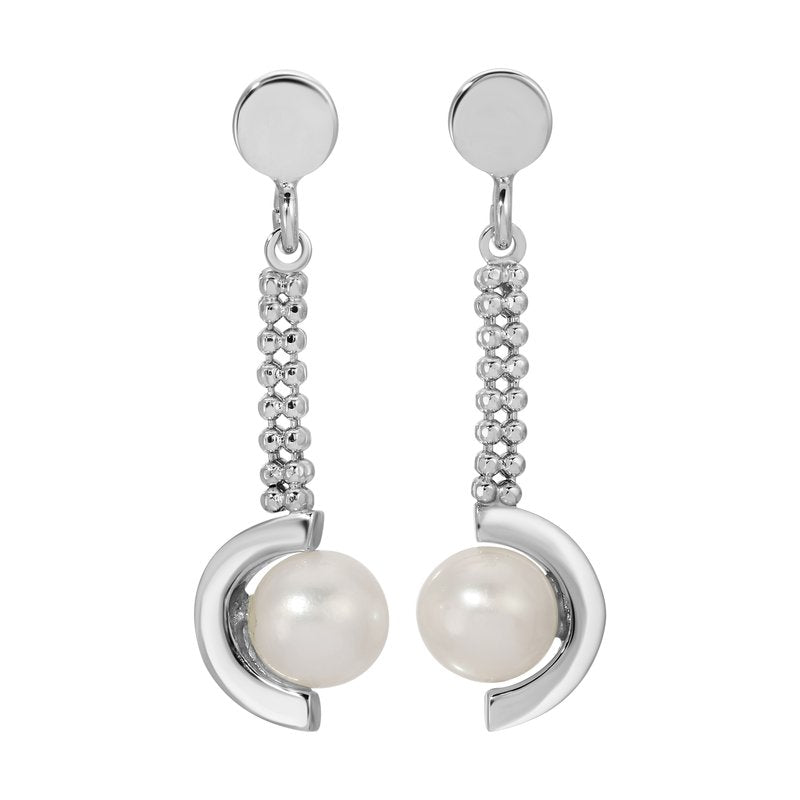 Sterling Silver Freshwater Pearl Long Drop Earrings