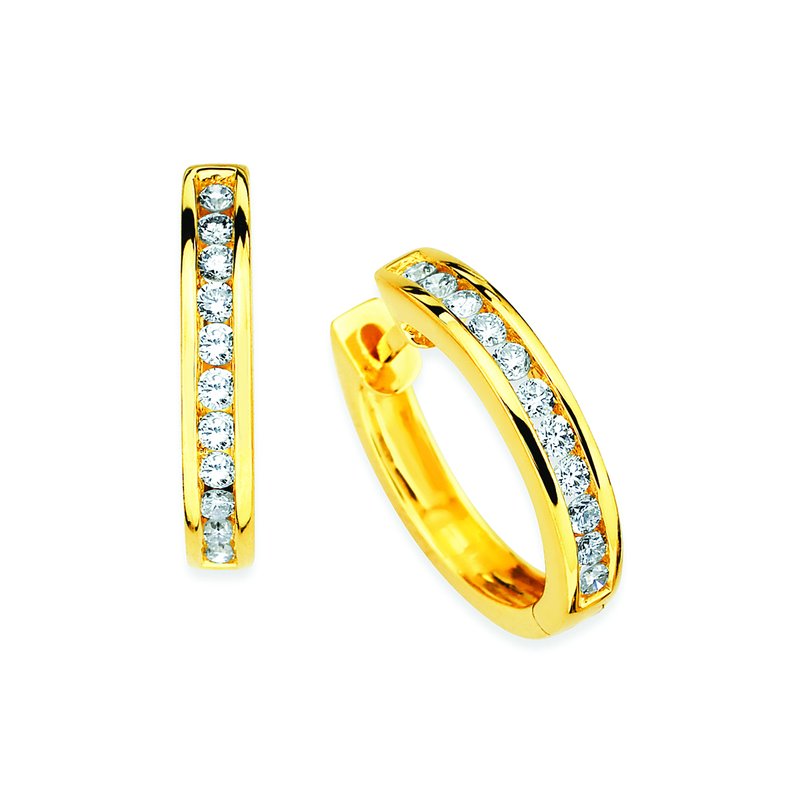 1/7 Ctw. Channel Set Diamond Hoop Earrings in 14K Gold
