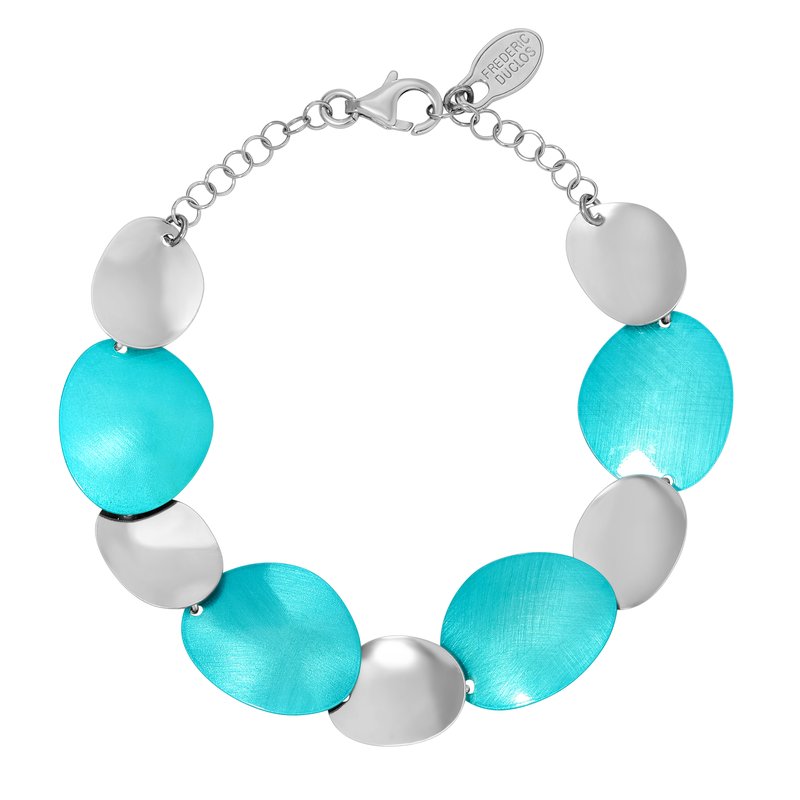 Sterling Silver + Ocean Blue Oval Bracelet