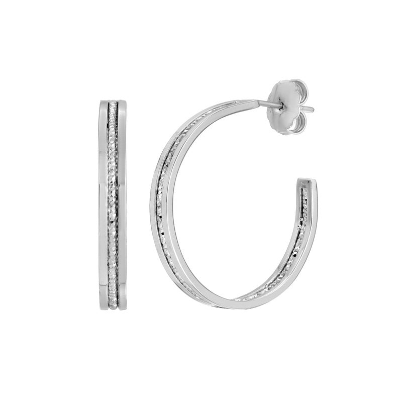Sterling Silver Symphonic Hoop Earrings 1'