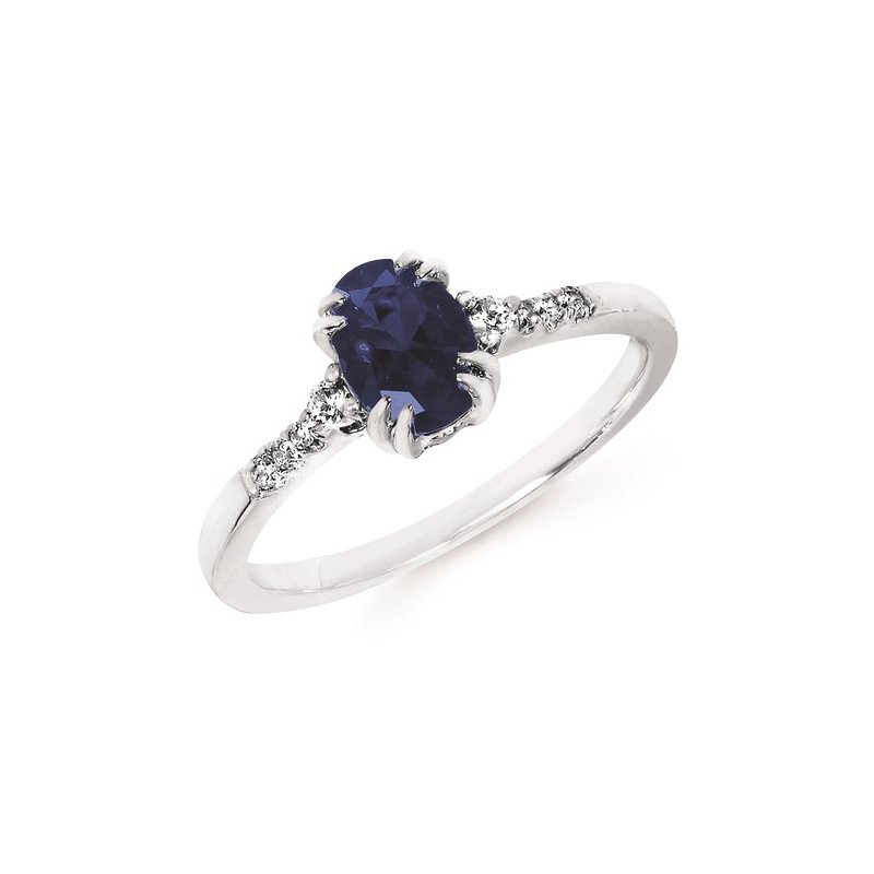 0.09Ctw Diamond & Created Sapphire Birthstone Ring