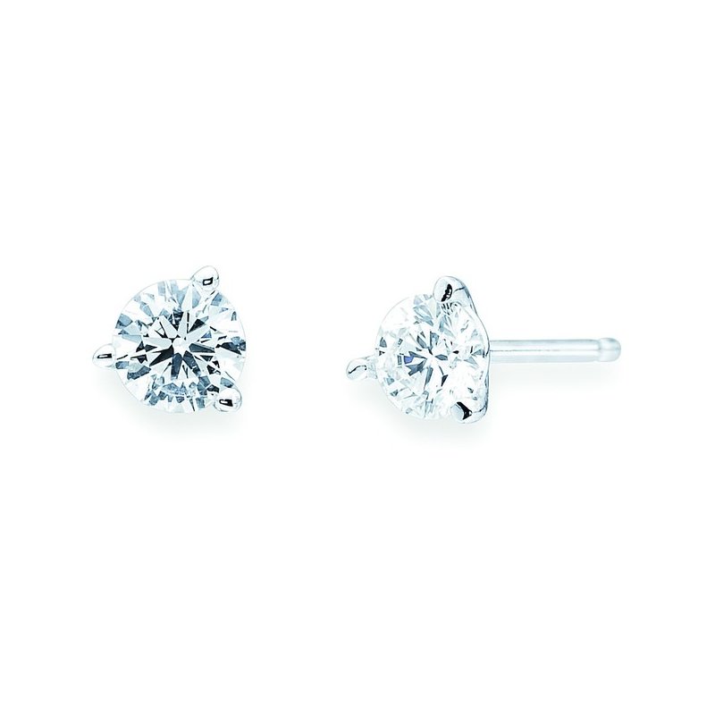 1/2 Ctw. 3 Prong Set Martini Diamond Stud Earrings in 14K Gold