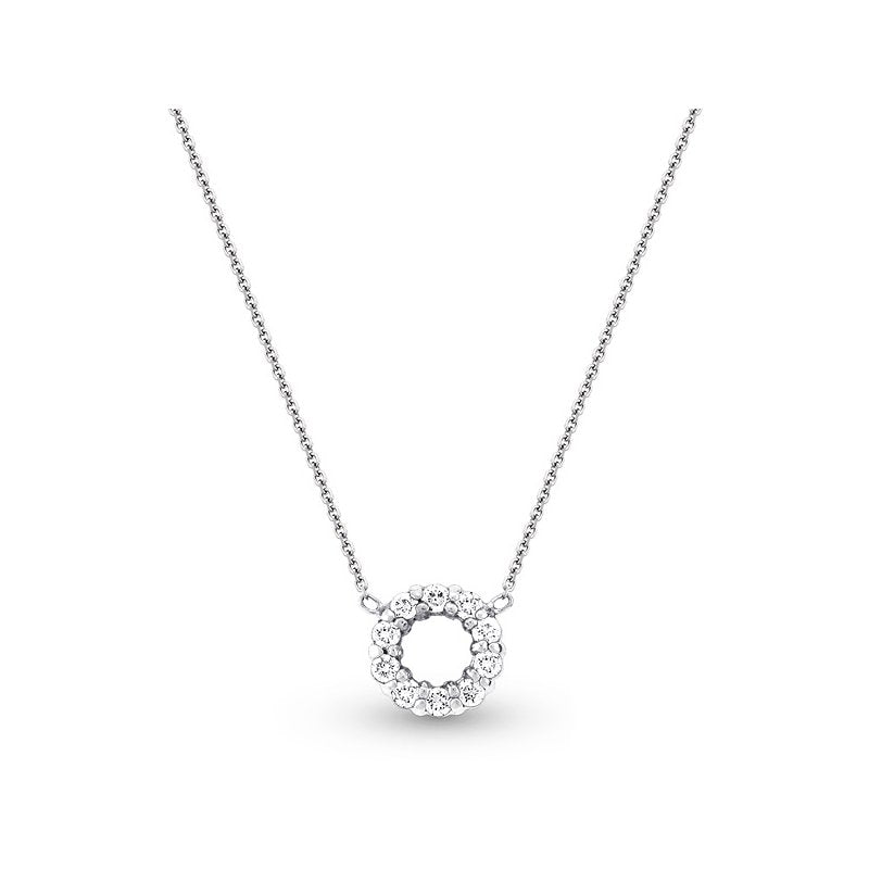 Diamond Circle Necklace in 14k White Gold with 10 Diamonds weighing .26ct tw.