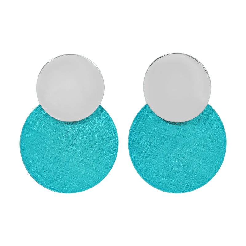Sterling Silver + Ocean Blue Circle Earrings