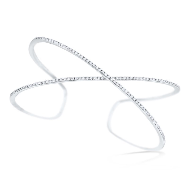14K Diamond X Cuff Bracelet, Large