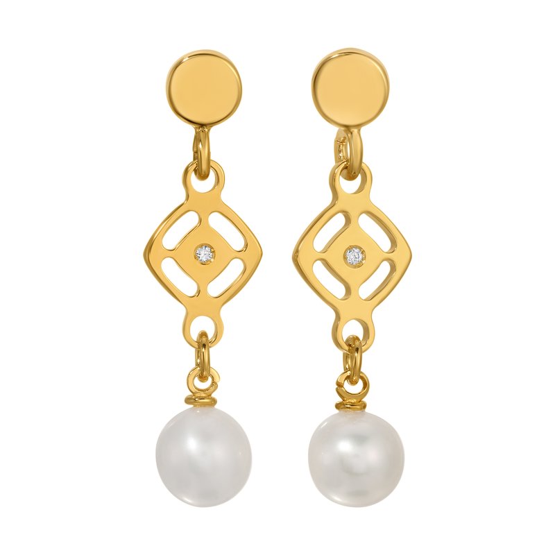 Sterling Silver + Yellow Gold Plated Fwp 1/2 Pt Tdw G Color Si Clarity Open Square Earrings