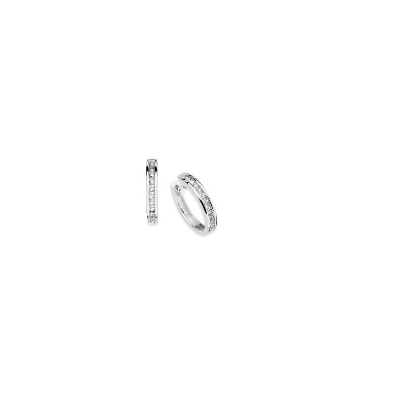 1/4 Ctw. Channel Set Diamond Hoop Earrings in 14K Gold