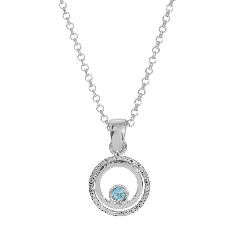 Sterling Silver + Blue Topaz Operato Necklace