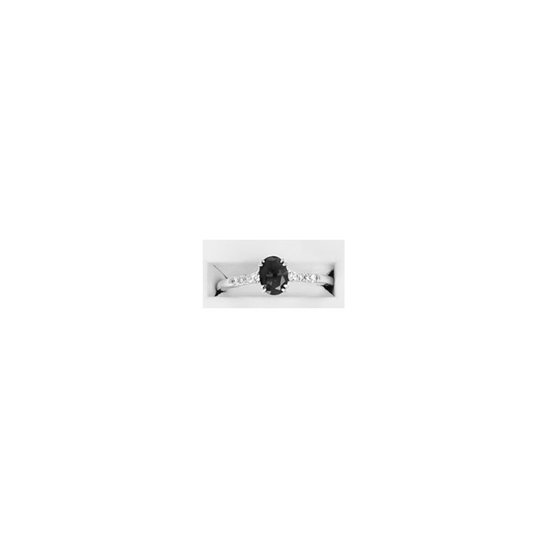 0.09Ctw Diamond & Created Ruby Birthstone Ring