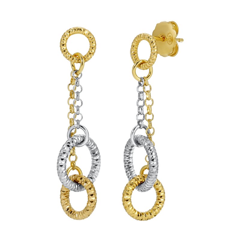 Sterling Silver + Yellow Gold Plated Double Circles Earrings