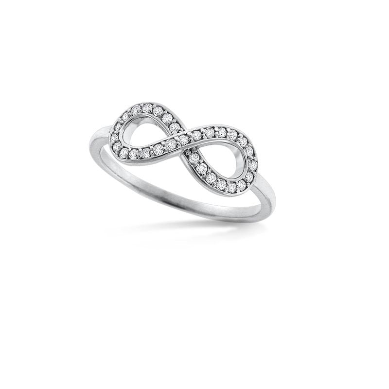 Diamond Infinity Ring in 14k White Gold with 29 Diamonds weighing .15ct tw